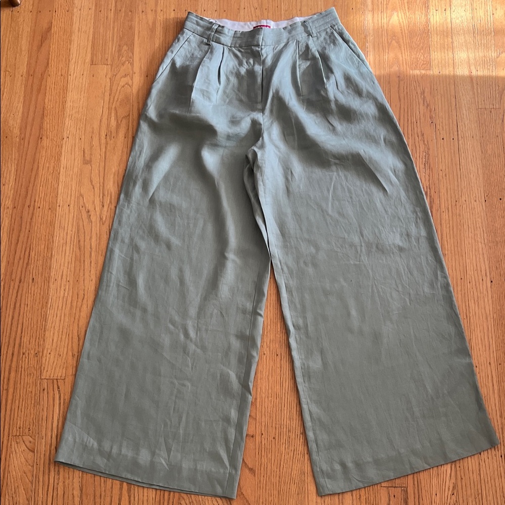 STAUD Light Green / Sage Linen Trousers size 8